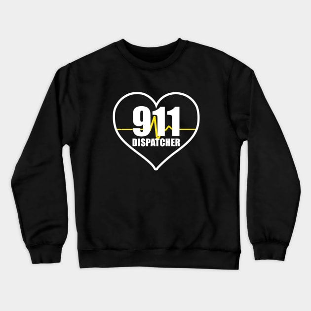 911 Dispatcher Heart Thin Gold Line Crewneck Sweatshirt by bluelinemotivation